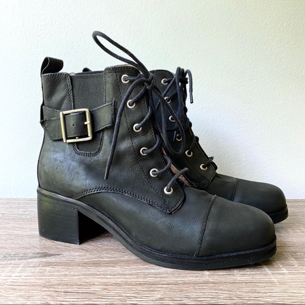 KURT GEIGER Carvela Black Lace Up Buckle Boot 38